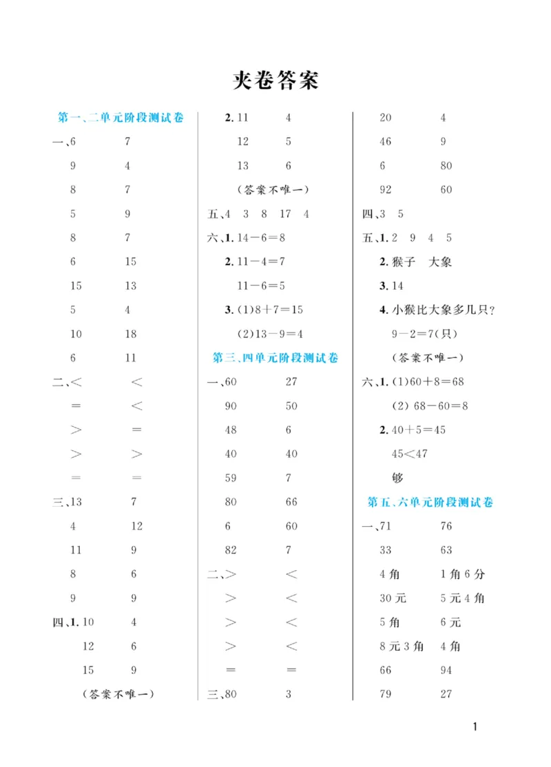 《黄冈口算天天练》数学1年级下册（RJ）_一年级上下册资料_小学一年级学习资料-25年更新版_1-04、小学一年级数学下册_1-4-2、练习题、作业、试题、试卷_人教版_电子册