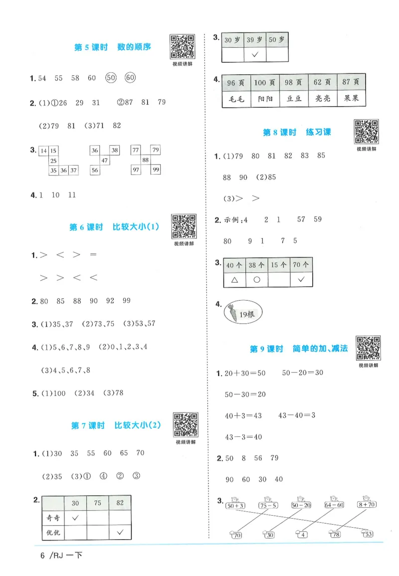 一下数学阳光同学_一年级上下册资料_53黄冈多个品牌系列资料_数学