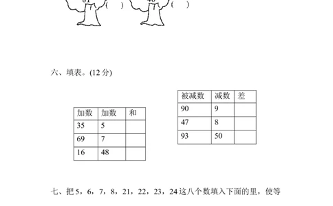 小学一年级下册-数学期末复习-教材过关卷(3)含答案_一年级上下册资料_一年级上语数英上下册学习资料_3-6-4、小学一年级数学下册_人教版_5、期末测试卷