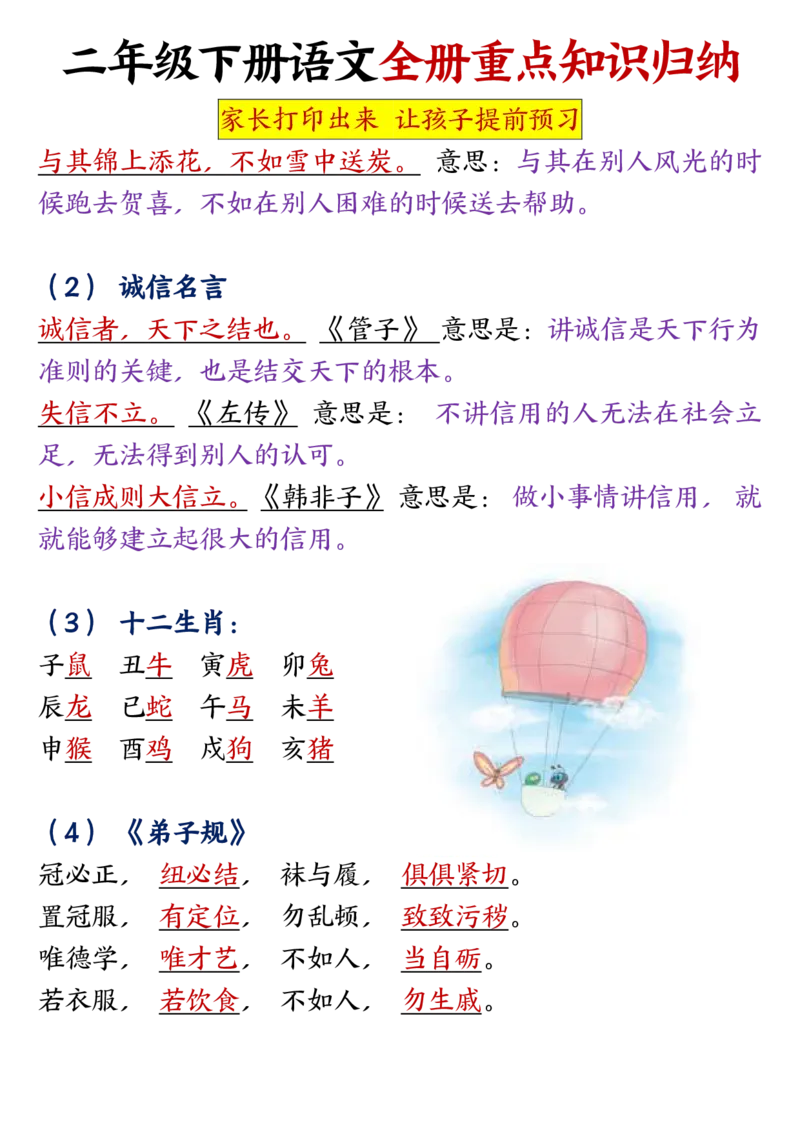 全册重点知识点汇总及默写二下语文(1)(1)_二年级上下册资料_二年级下册小红书同款资料_二下语文