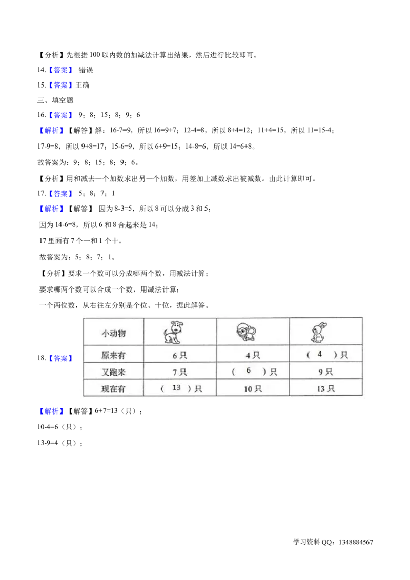北师大版小学一年级下册月考数学试卷1（3月）（解析版）_一年级上下册资料_小学一年级学习资料-25年更新版_1-04、小学一年级数学下册_1-4-2、练习题、作业、试题、试卷_北师大版
