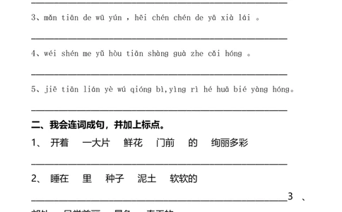 句子专项练习_二年级上下册资料_二年级语数英上下册学习资料_3-7-2、小学二年级语文下册_统编、部编、人教（语文全国统一只有一个版）_6、专项练习_字词句子
