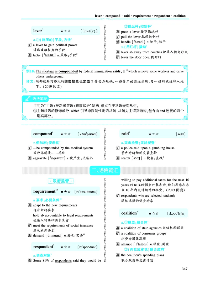 第四部分政策法规（第二板块核心词）_考研英语真题_考研英语（二）历年真题_单词资料_英语二黄皮书词汇电子版（语境例句版）
