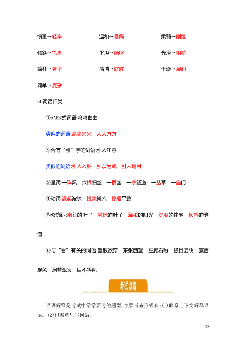 人教小学语文4上知识点归纳总结_小学语文一至六年级上下册电子版PDF单元知识点考试重点难点解析_知识点归纳总结人教小学语文4上