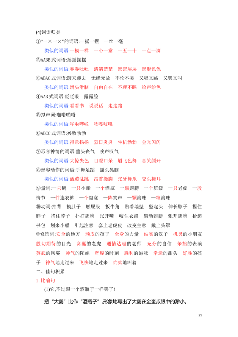 人教小学语文4上知识点归纳总结_小学语文一至六年级上下册电子版PDF单元知识点考试重点难点解析_知识点归纳总结人教小学语文4上