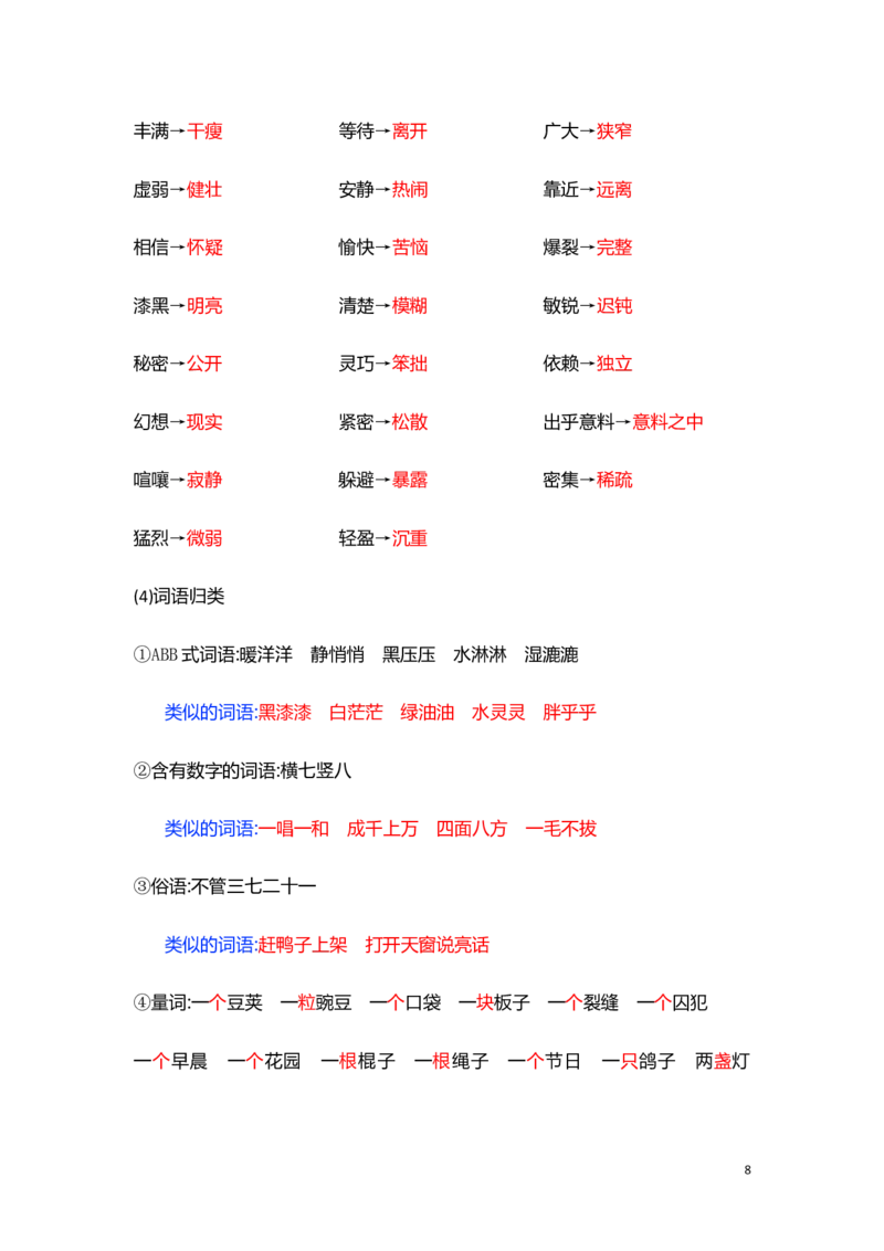 人教小学语文4上知识点归纳总结_小学语文一至六年级上下册电子版PDF单元知识点考试重点难点解析_知识点归纳总结人教小学语文4上