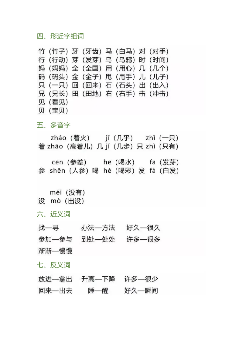 一年级下册第八单元_一年级上下册资料_小学一年级学习资料-25年更新版_1-02、小学一年级语文下册_3-6-2-1、复习、知识点、归纳汇总_部编（人教）版