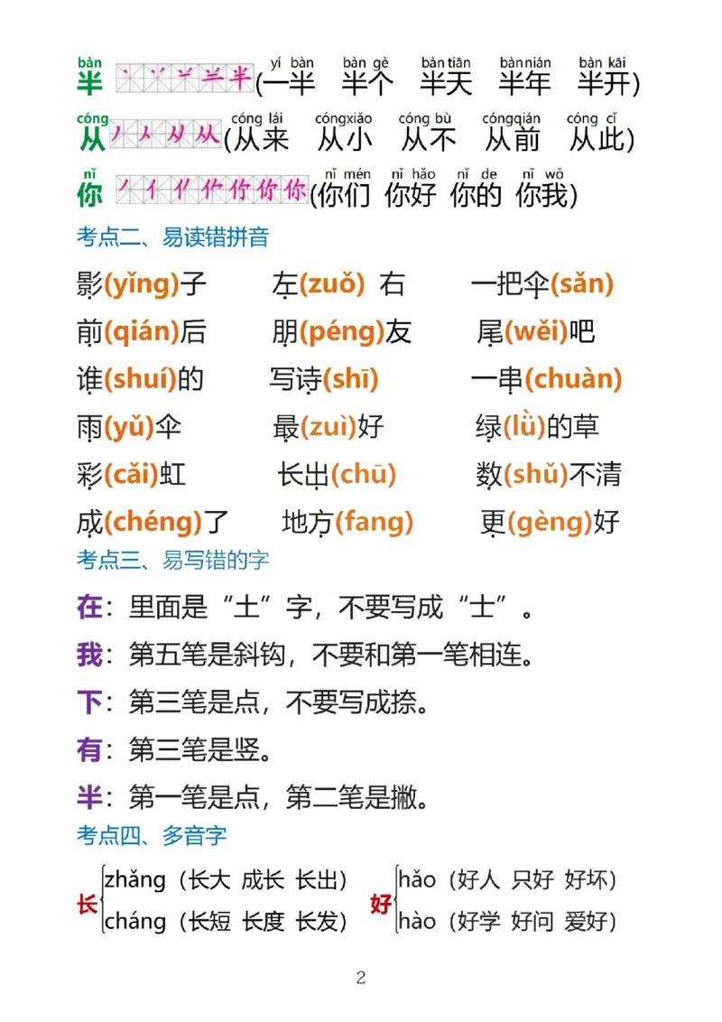 一上语文1&middot;8单元考点总结(1)(1)_一年级上下册资料_一年级上册小红书同款资料_一年级上册资料