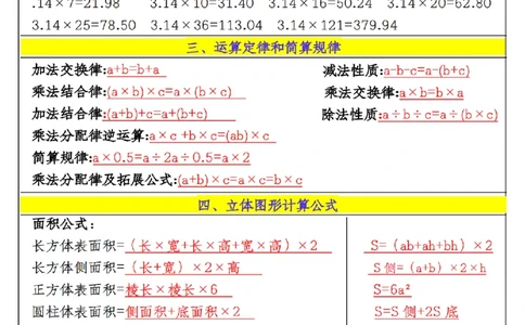 六上《数学必背公式汇总》9.9_数学必背公式大全1-6年级
