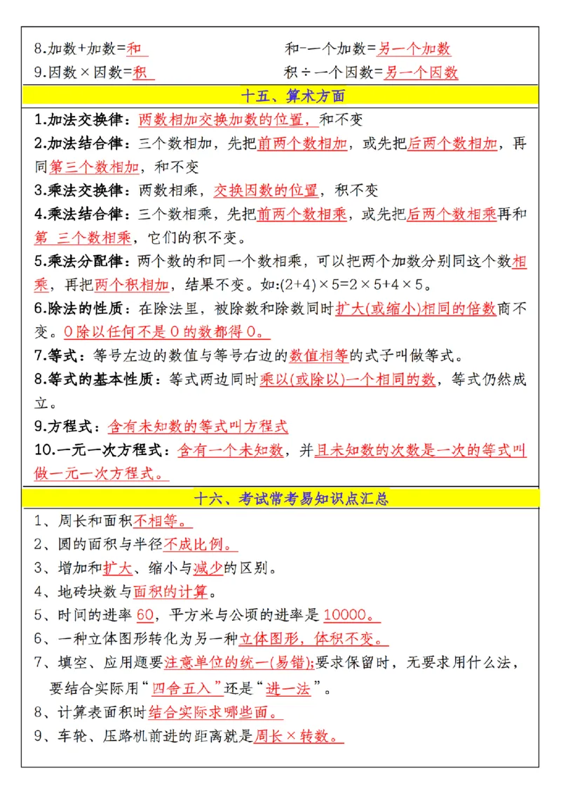 六上《数学必背公式汇总》9.9_数学必背公式大全1-6年级