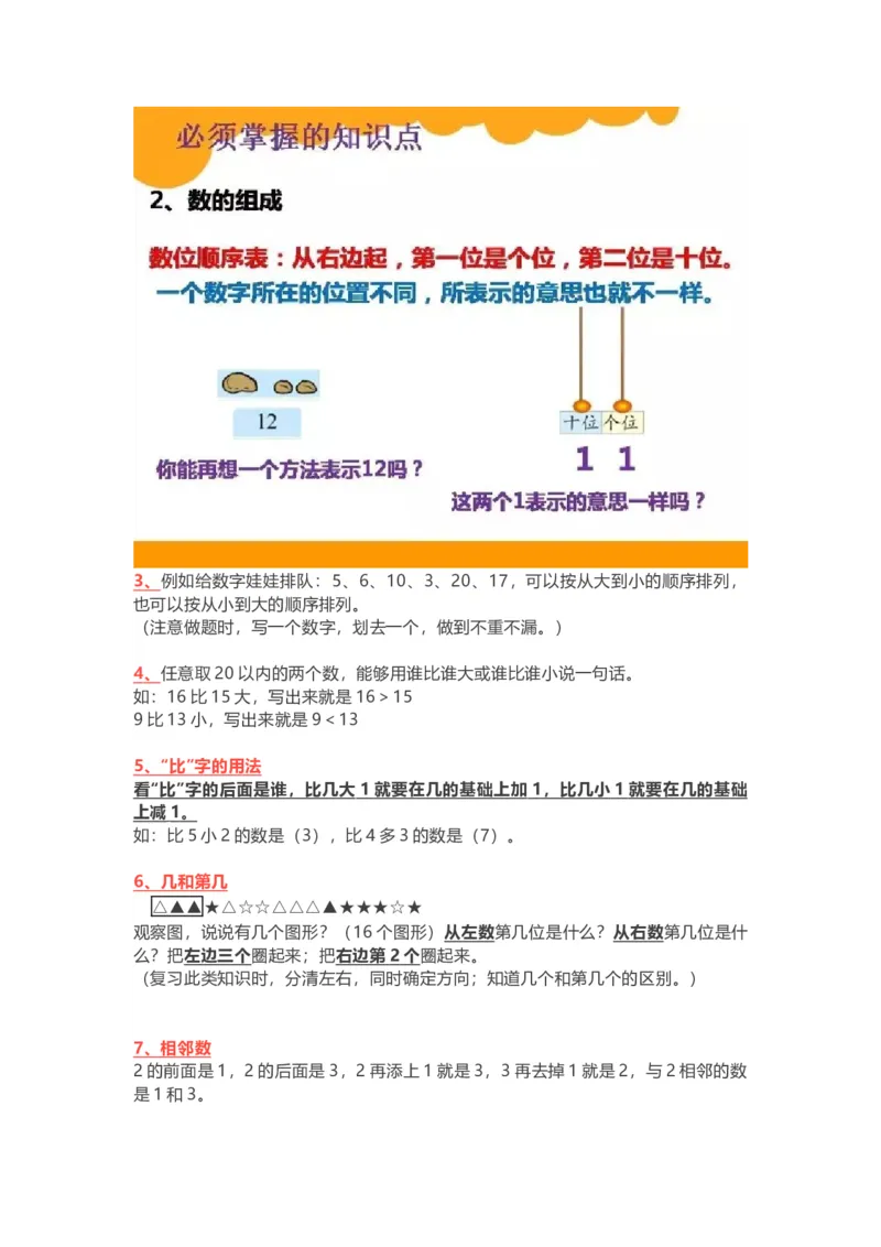 小学一年级上册-北师大版数学重点知识点_一年级上下册资料_一年级上语数英上下册学习资料_3-6-3、小学一年级数学上册_北师大版_1、知识点总结