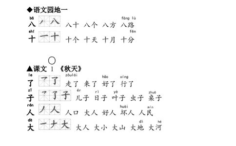 一年级语文上册生字笔顺、组词大全_一年级上下册资料_小学一年级学习资料-25年更新版_1-01、小学一年级语文上册_01、知识汇总