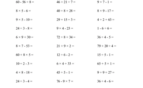 口算题(混合运算)1000题_小学数学口算计算速算练习1（1-6）题目类型全_二年级_口算2年级下册10000题_2下口算题(混合运算)1000题