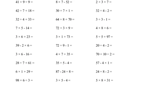 口算题(混合运算)1000题_小学数学口算计算速算练习1（1-6）题目类型全_二年级_口算2年级下册10000题_2下口算题(混合运算)1000题