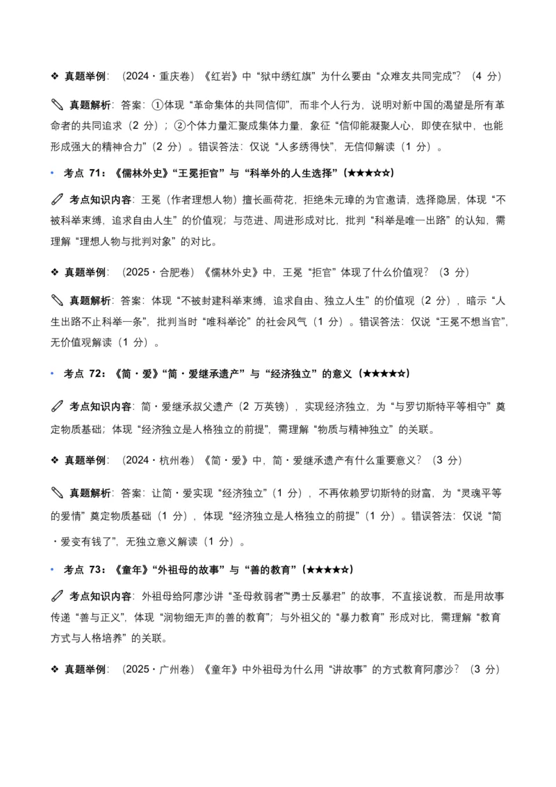 近5年全国各地中考语文名著阅读150个高频考点+50个高频易错点_462026中考语文一轮复习练考点+练专题+练模块_名著阅读