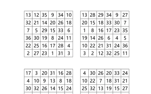 舒尔特6阶训练表5张_一年级上下册资料_小学一年级学习资料-25年更新版_1-00、幼小衔接_幼小衔接专注力启蒙篇_舒尔特方格-115页_舒尔特6阶训练表（15页）