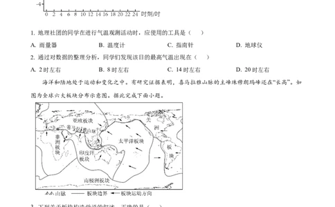 精品解析：2025年吉林省中考地理试题（原卷版）_吉林省长春市-历年中考真题_8-吉林省长春市-中考地理（21-25）_精品解析：2025年吉林省长春市中考地理试题