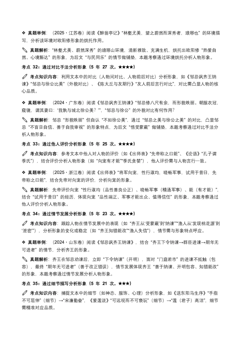 近5年全国各地中考语文古诗文阅读(文言文内容理解)100个高频考点+30个高频易错点_462026中考语文一轮复习练考点+练专题+练模块_古诗文阅读之(文言文内容理解)