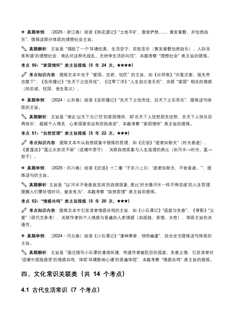 近5年全国各地中考语文古诗文阅读(文言文内容理解)100个高频考点+30个高频易错点_462026中考语文一轮复习练考点+练专题+练模块_古诗文阅读之(文言文内容理解)