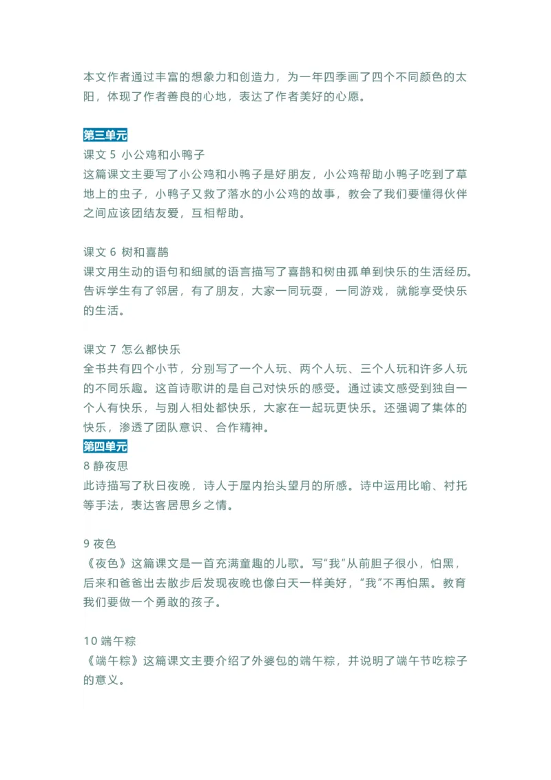 语文1年级下册课文内容中心思想_一年级上下册资料_小学一年级学习资料-25年更新版_1-02、小学一年级语文下册_3-6-2-1、复习、知识点、归纳汇总_部编（人教）版_知识汇总