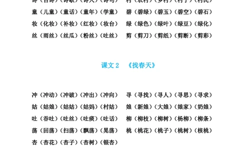 部编版语文二年级下册生字组词汇总_二年级上下册资料_小学二年级学习资料-25年更新版_2-02、小学二年级语文下册_2-2-1、复习、知识点、归纳汇总