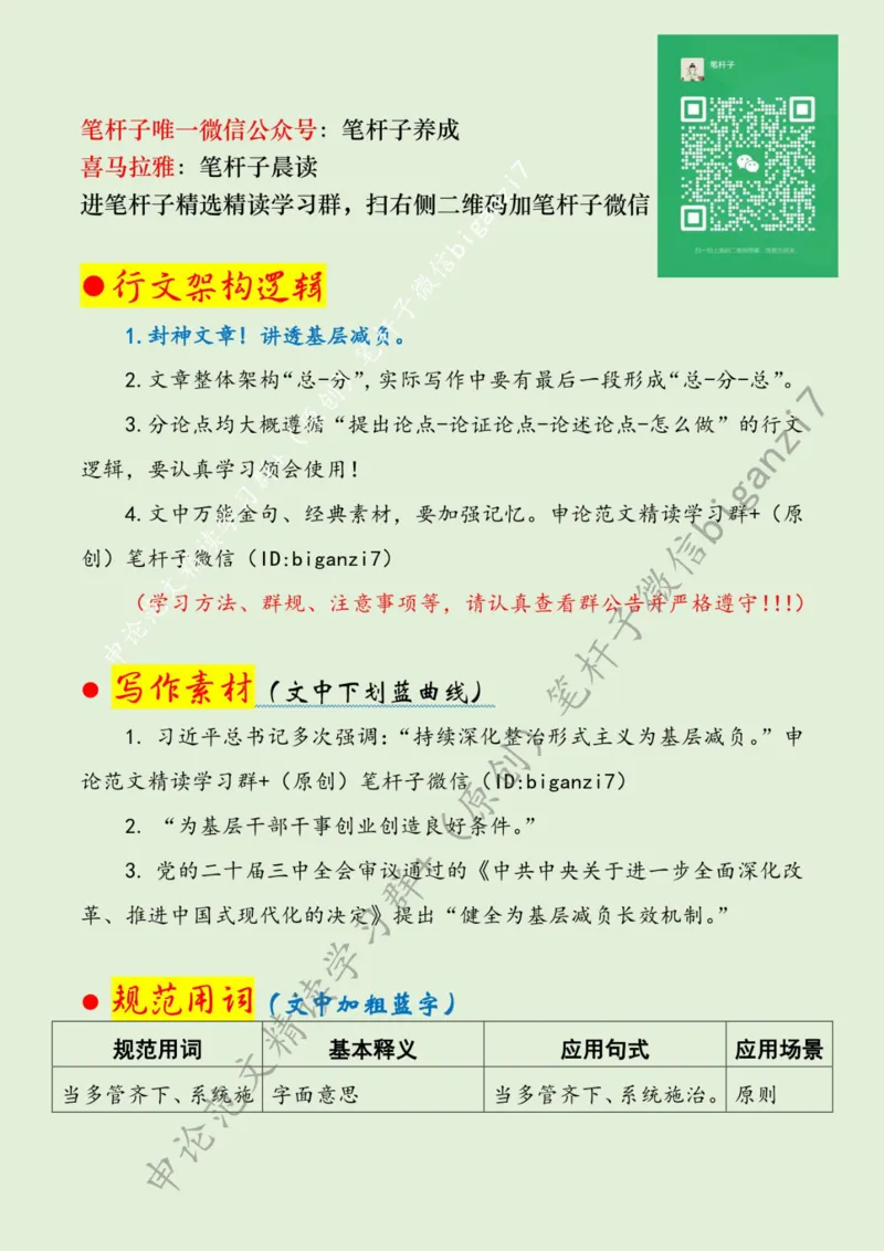 1024---标注绿-为基层减负当多管齐下_2026考公资料_（57）申论材料_00、笔杆子晨读材料_2024笔杆子晨读_笔杆子10月时政_1024为基层减负当多管齐下话题：基层减负