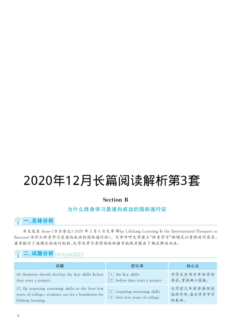 2020.12英语六级长篇阅读解析第3套_六级_六级长篇阅读_六级长篇阅读解析
