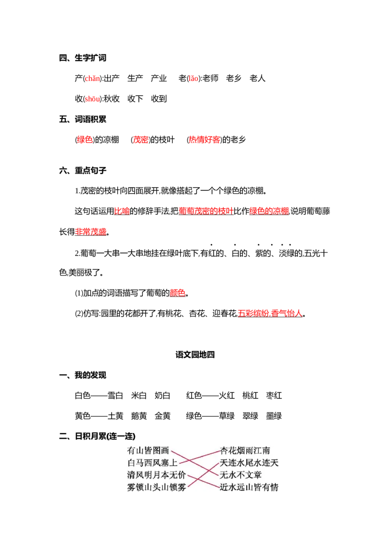 第四单元核心考点清单_二年级上下册资料_二年级语数英上下册学习资料_3-7-1、小学二年级语文上册_统编、部编、人教（语文全国统一只有一个版）_2023更新