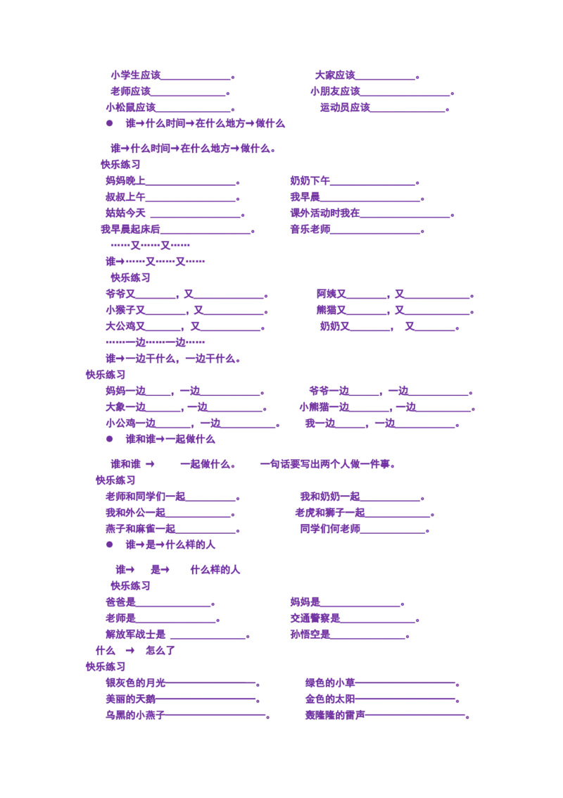 部编版一年语文上册-语文--造句--专项练习_一年级上下册资料_小学一年级学习资料-25年更新版_1-01、小学一年级语文上册_08、专项练习_句子专项