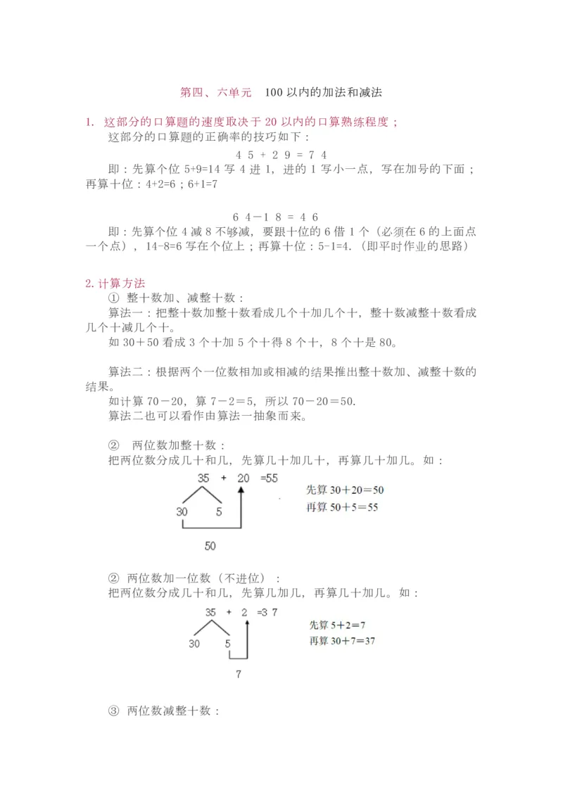 苏教版1年级下册数学知识点_一年级上下册资料_一年级上语数英上下册学习资料_3-6-4、小学一年级数学下册_苏教版_1、知识点总结