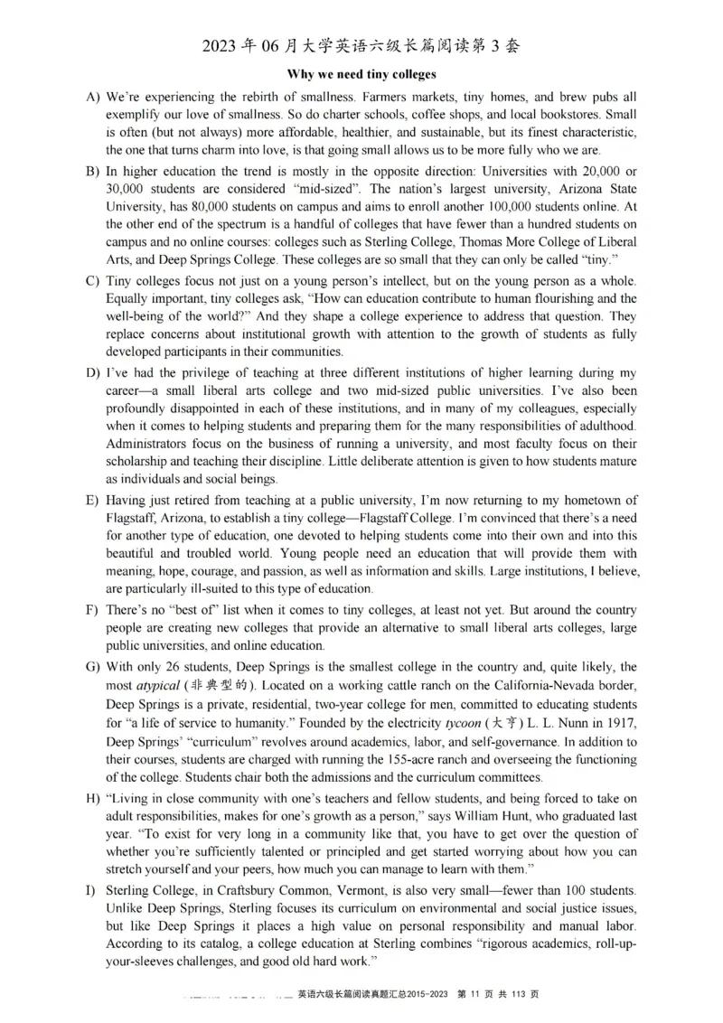 六级长篇阅读真题2015-2023.12_六级_六级长篇阅读