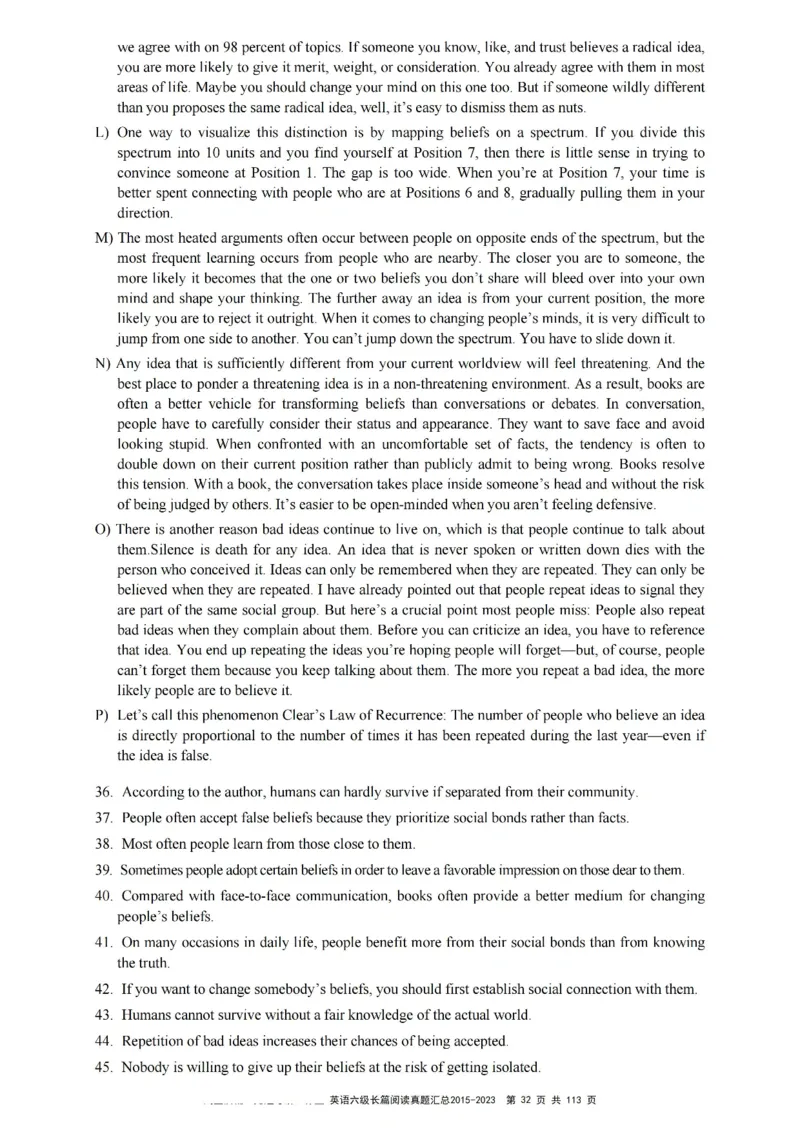 六级长篇阅读真题2015-2023.12_六级_六级长篇阅读