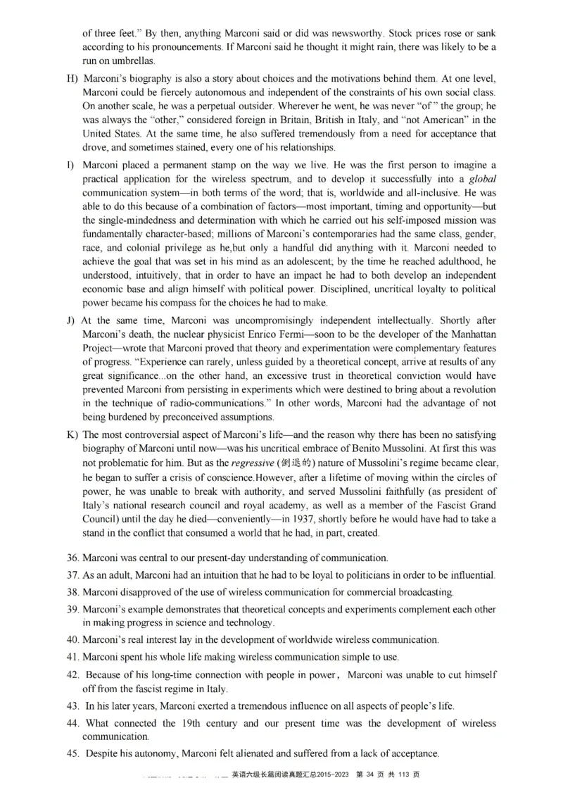 六级长篇阅读真题2015-2023.12_六级_六级长篇阅读