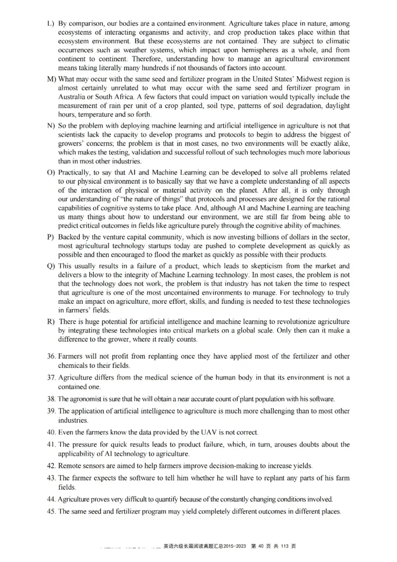 六级长篇阅读真题2015-2023.12_六级_六级长篇阅读