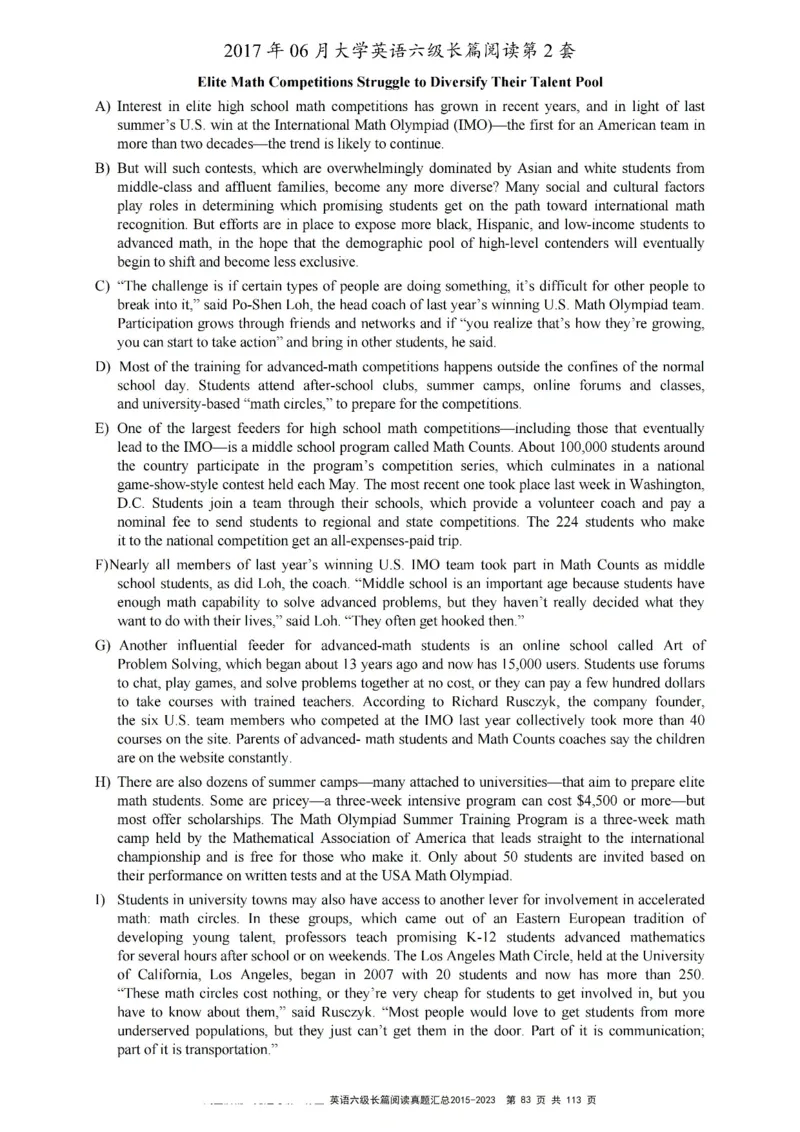 六级长篇阅读真题2015-2023.12_六级_六级长篇阅读