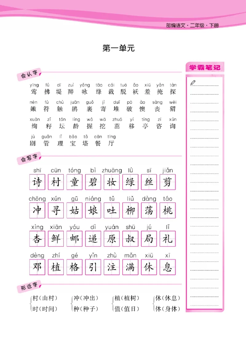 语文2年级1-8单元课堂知识清单_二年级上下册资料_小学二年级学习资料-25年更新版_2-02、小学二年级语文下册_2-2-1、复习、知识点、归纳汇总_语文知识点总结（按单元）