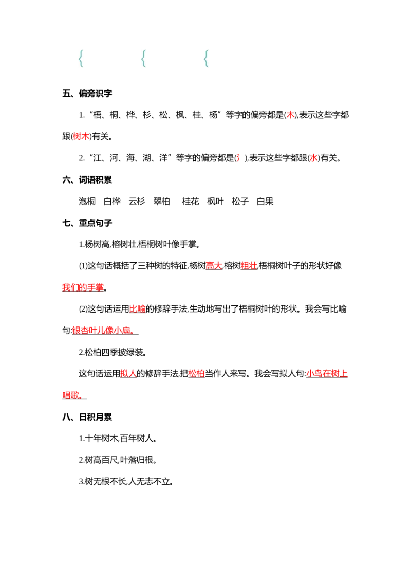 第二单元核心考点清单_二年级上下册资料_二年级语数英上下册学习资料_3-7-1、小学二年级语文上册_统编、部编、人教（语文全国统一只有一个版）_2023更新