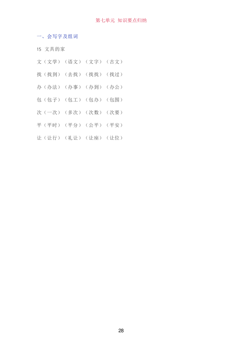 部编一年级语文（下册）全册知识要点汇总_一年级上下册资料_小学一年级学习资料-25年更新版_1-02、小学一年级语文下册_3-6-2-1、复习、知识点、归纳汇总_部编（人教）版_知识汇总