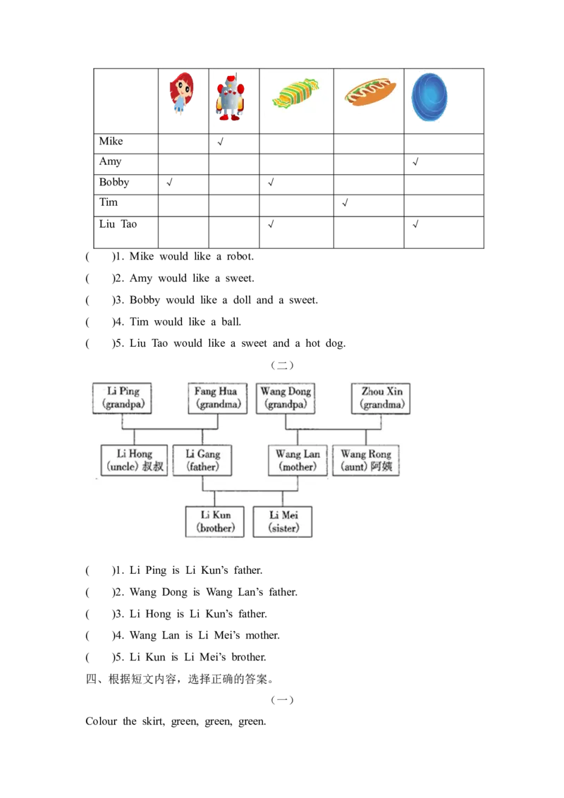 译林版三年级上册英语期末专项训练-（五）阅读理解_三年级上下册资料_三年级上语数英上下册学习资料_3-8-5、小学三年级英语上册_译林版_6、专项练习