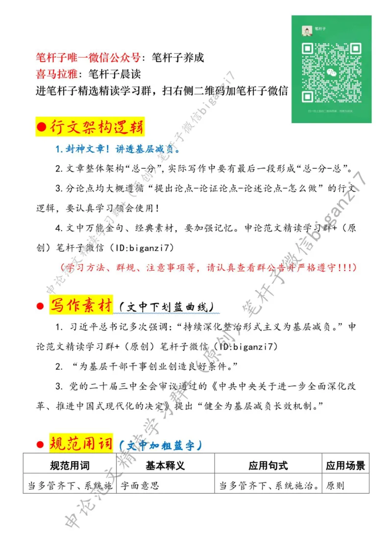 1024---标注白-为基层减负当多管齐下_2026考公资料_（57）申论材料_00、笔杆子晨读材料_2024笔杆子晨读_笔杆子10月时政_1024为基层减负当多管齐下话题：基层减负