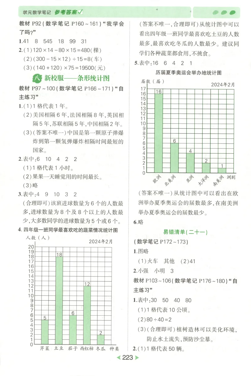 答案_25秋小学语数英习题试卷_数学_青岛版（五四+六三）_25秋《状元笔记》数学青岛版456_状元数学笔记QD4上