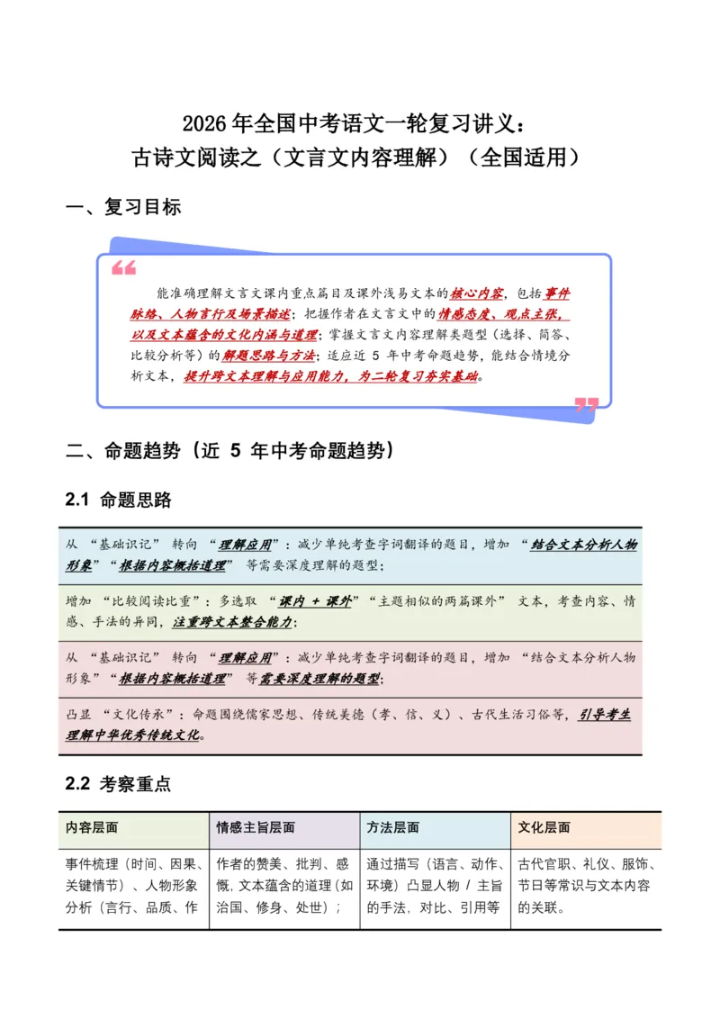 古诗文阅读之(文言文内容理解)(全国适用)(含答案解析))_462026中考语文一轮复习练考点+练专题+练模块_古诗文阅读之(文言文内容理解)