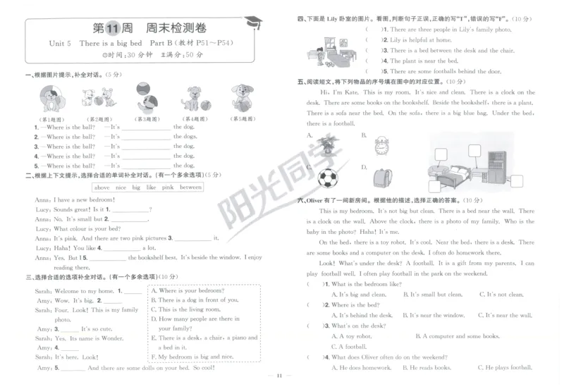 周末小测卷_25秋小学语数英习题试卷_英语_人教版_英语《阳光同学提优新卷》人教25秋_提优新卷英语人教5