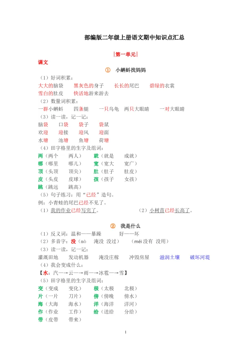 期中知识点汇总_二年级上下册资料_二年级语数英上下册学习资料_3-7-1、小学二年级语文上册_统编、部编、人教（语文全国统一只有一个版）_1、知识点总结_期末总复习