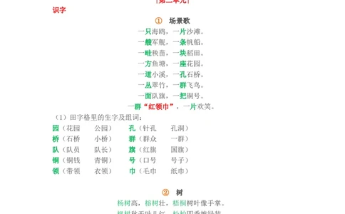期中知识点汇总_二年级上下册资料_二年级语数英上下册学习资料_3-7-1、小学二年级语文上册_统编、部编、人教（语文全国统一只有一个版）_1、知识点总结_期末总复习