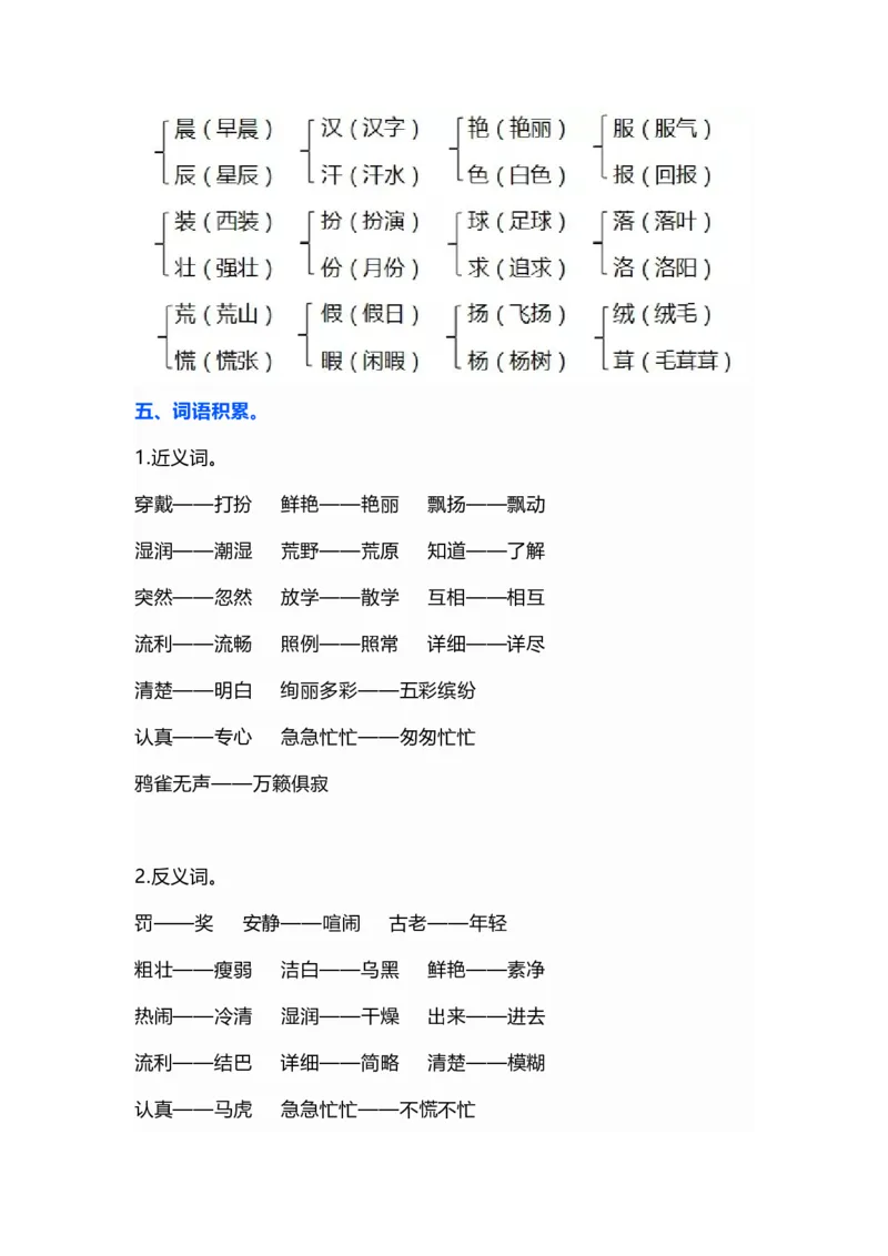 部编版三年级（上册）语文期中考试复习要点（期中复习）_三年级上下册资料_小学三年级学习资料-25年更新版_3-01、小学三年级语文上册_3-1-1、复习、知识点、归纳汇总