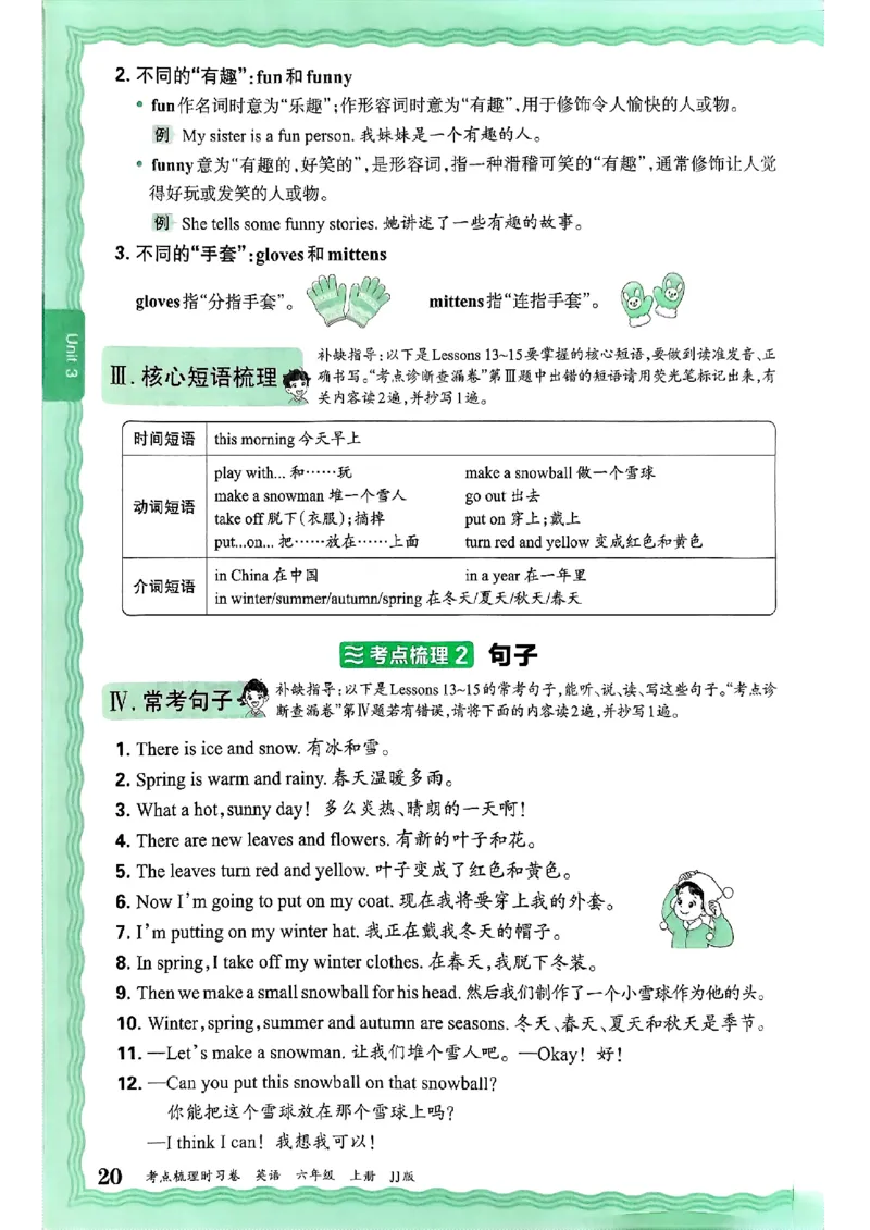 英语六上JJ版补缺手册_25秋小学语数英习题试卷_英语_冀教版_英语《王朝霞考点梳理时习卷》冀教25秋_25秋《王朝霞考点梳理时习卷》英语冀教六上