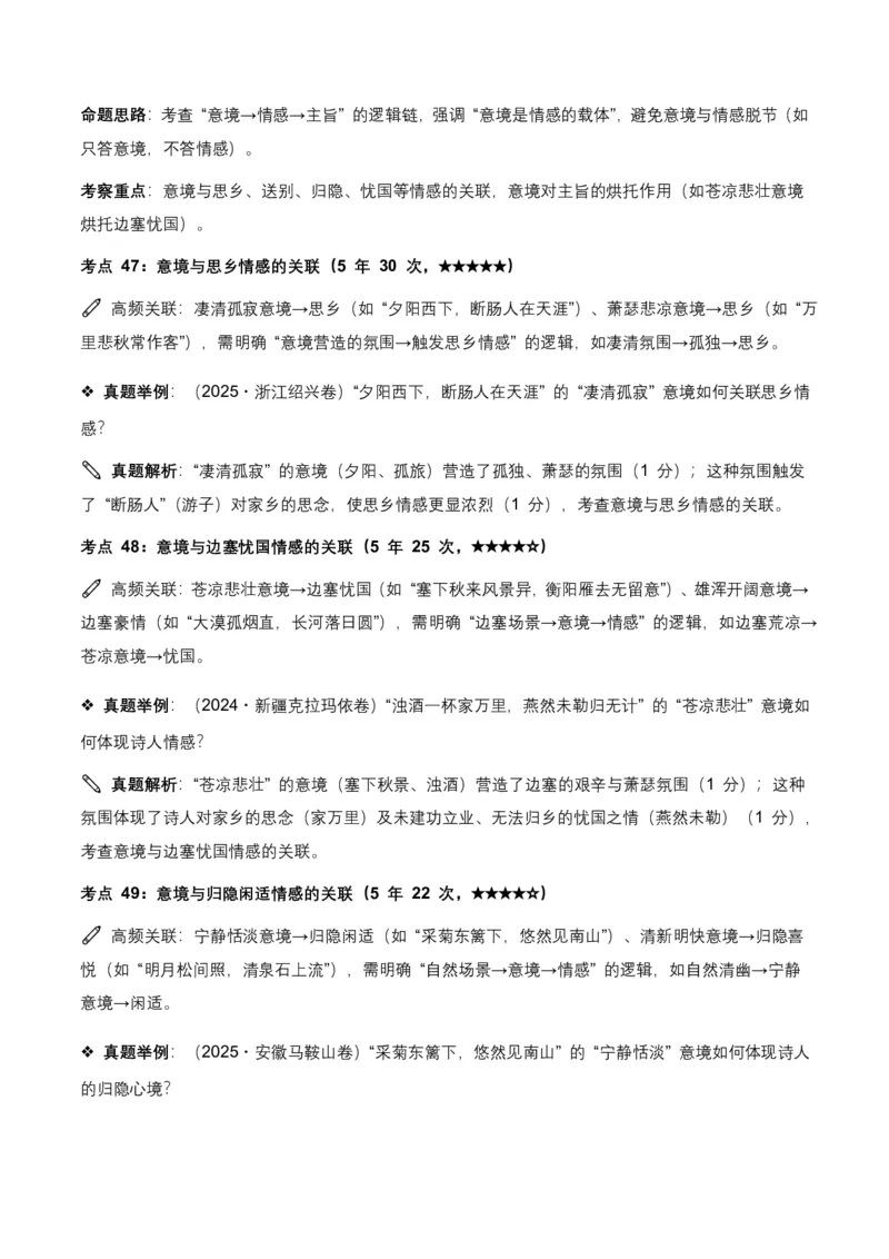 近5年全国各地语文中考意象、画面与意境50个高频考点+30个高频易错点_462026中考语文一轮复习练考点+练专题+练模块_古诗文阅读(意象、画面、意境)