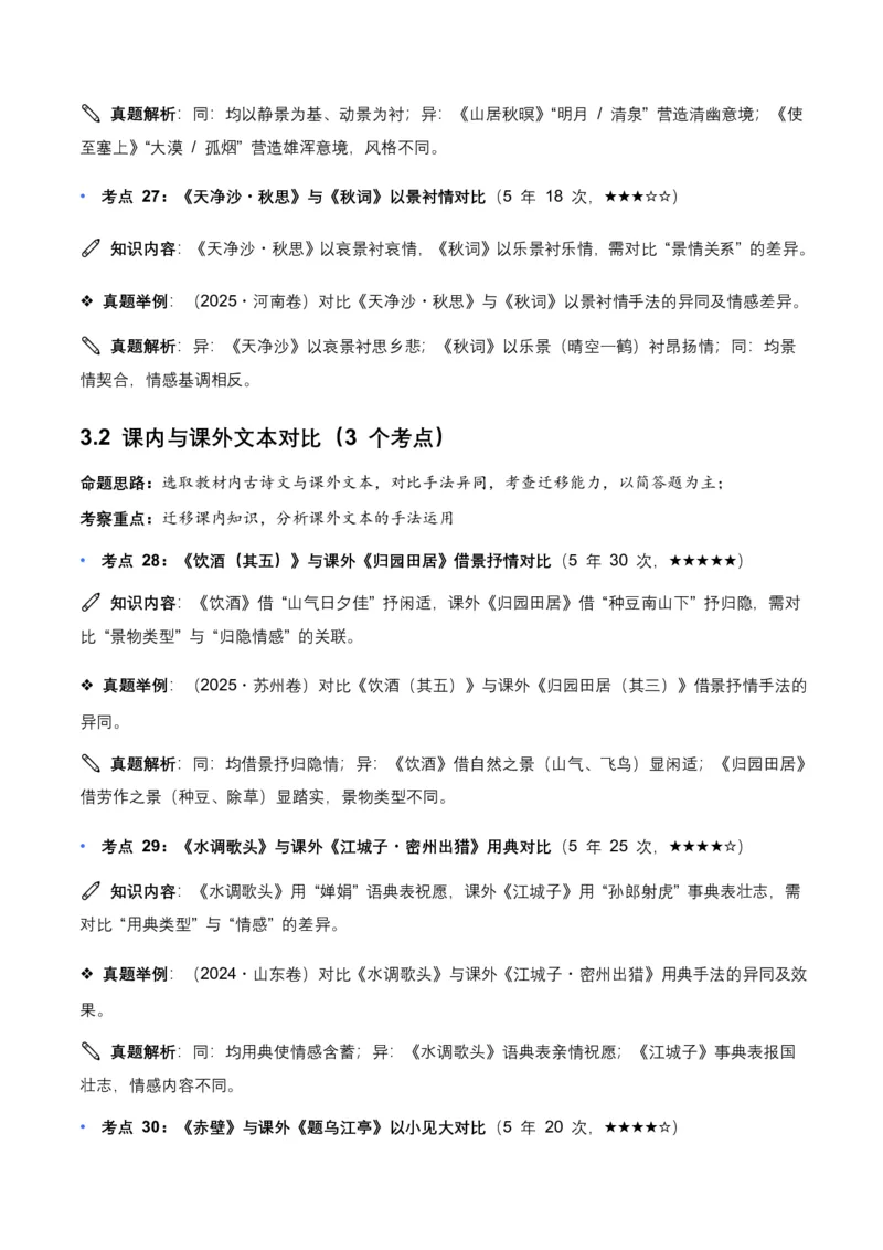 近5年全国各地中考语文古诗文阅读表现手法30个高频考点+10个高频易错点_462026中考语文一轮复习练考点+练专题+练模块_古诗文阅读之表现手法