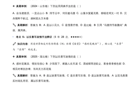 近5年全国各地中考语文古诗文阅读表现手法30个高频考点+10个高频易错点_462026中考语文一轮复习练考点+练专题+练模块_古诗文阅读之表现手法